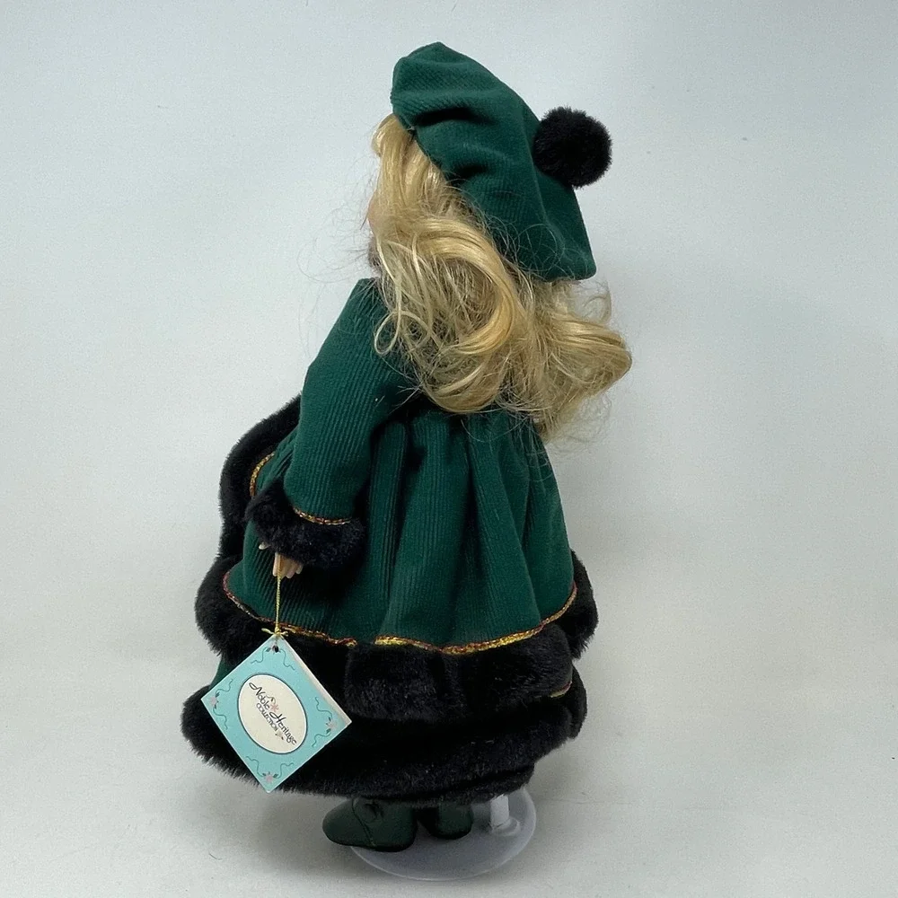 Noble Heritage Collection 1996 Porcelain Doll Green Corduroy Faux Fur Winter